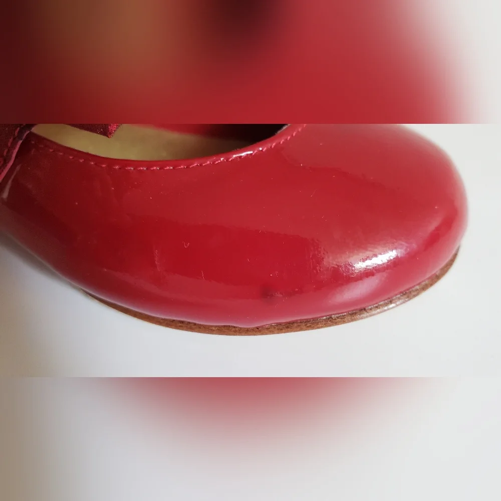 Janie and Jack Red Patent Leather Ballet Shoe with Satin Bow Size 7